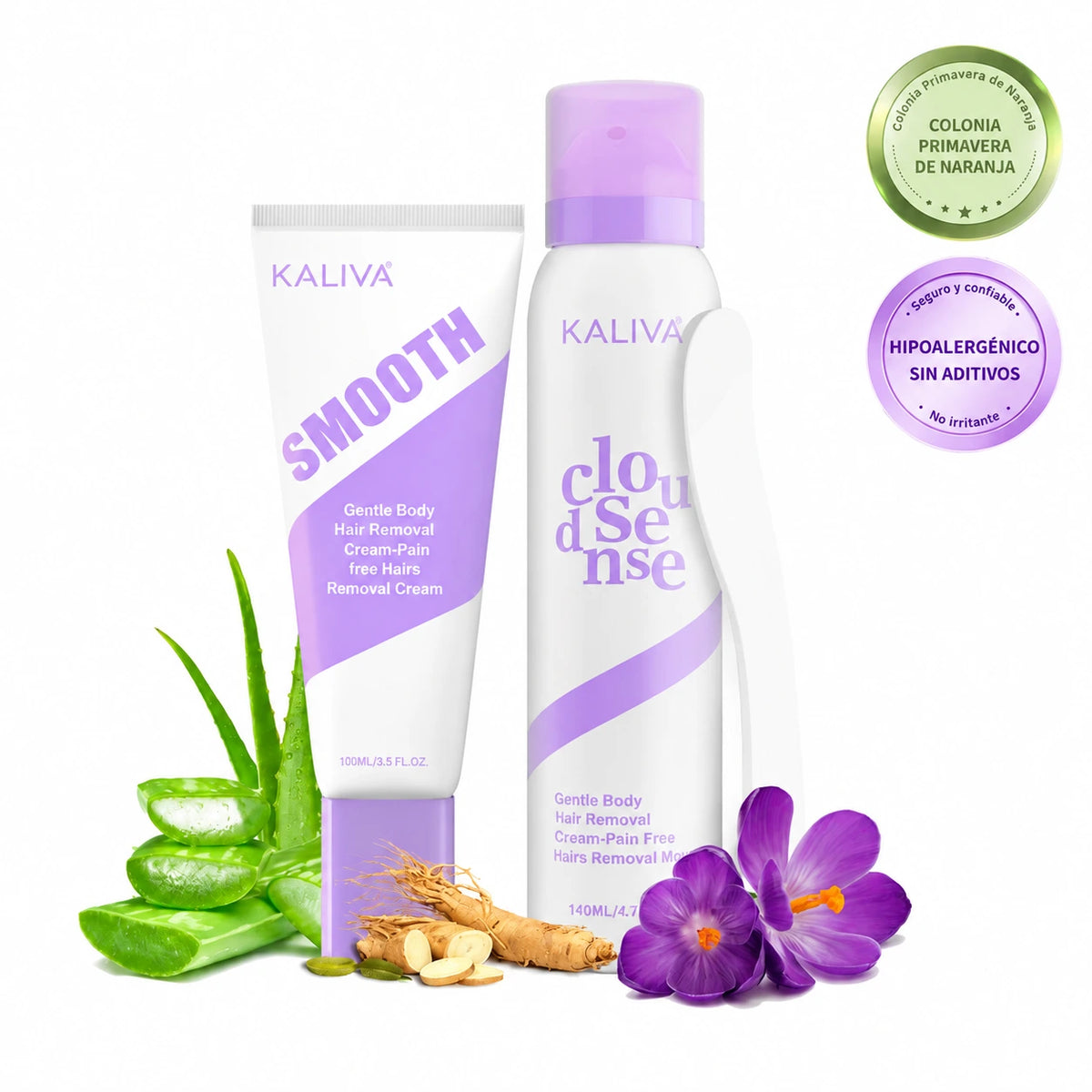 Kaliva Gentle Kit Depilatorio Corporal | Mousse + Crema + Espátula