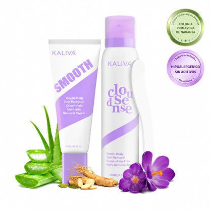 Kaliva Gentle Kit Depilatorio Corporal | Mousse + Crema + Espátula