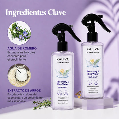 Kaliva Agua de Romero y Agua de Arroz | Extracto 100% Natural | Cabello Suave y Sedoso | 200 ml