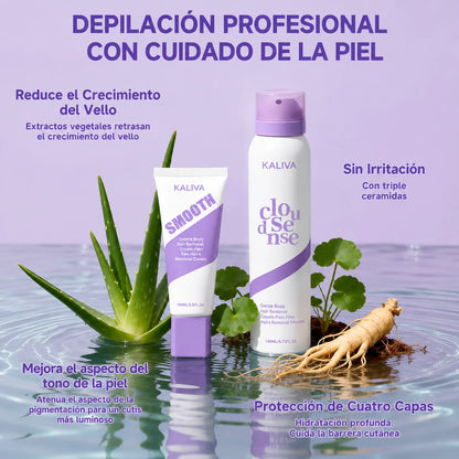 Kaliva Gentle Kit Depilatorio Corporal | Mousse + Crema + Espátula