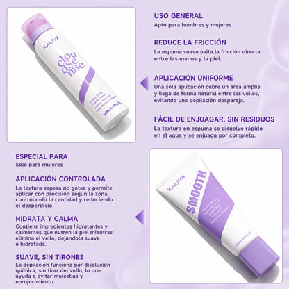 Kaliva Gentle Kit Depilatorio Corporal | Mousse + Crema + Espátula