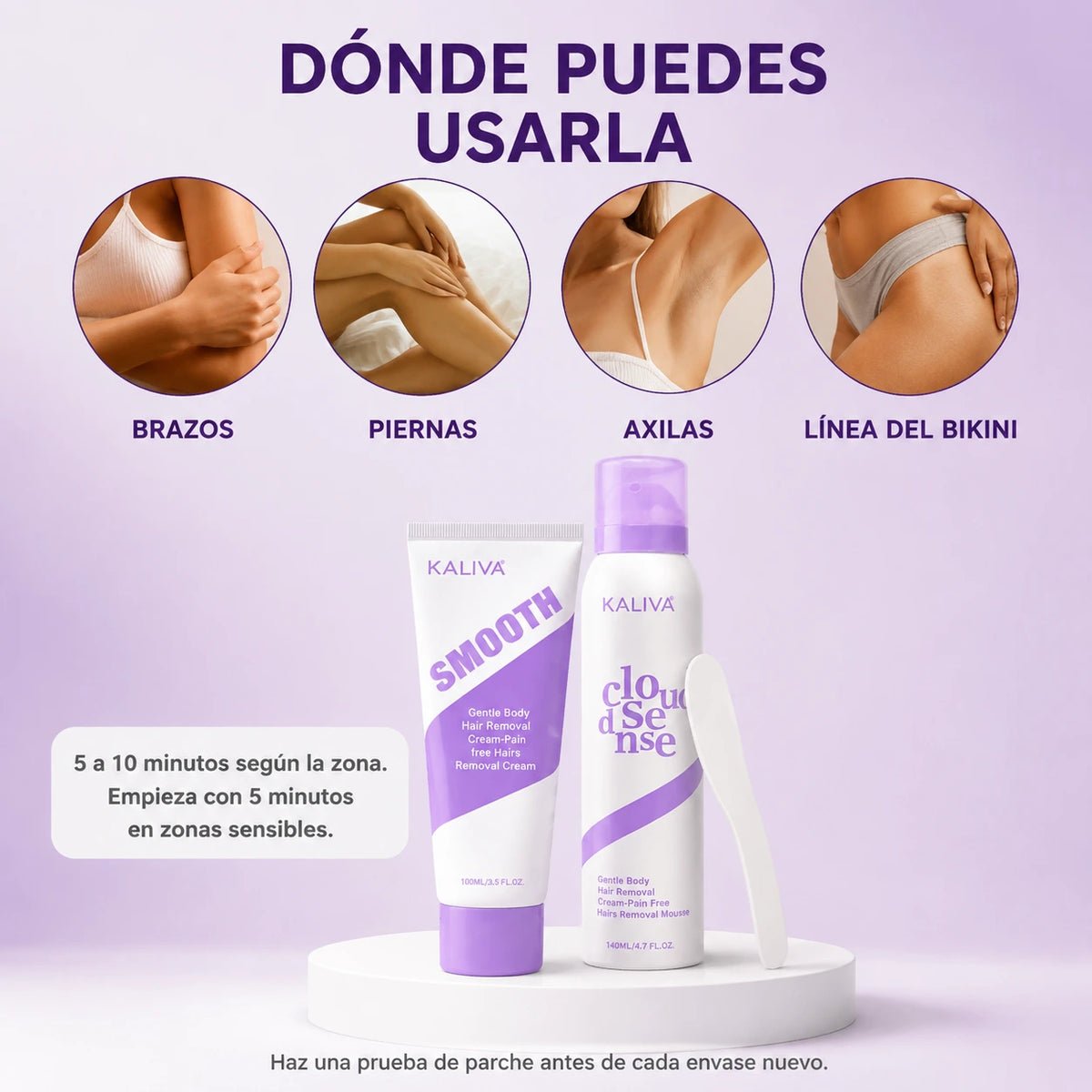 Kaliva Gentle Kit Depilatorio Corporal | Mousse + Crema + Espátula