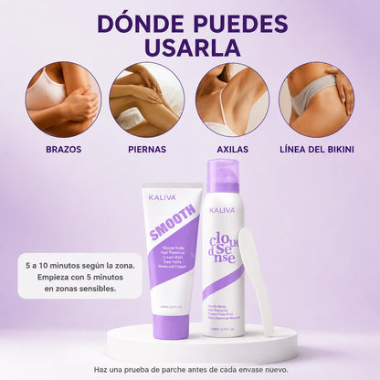 Kaliva Gentle Kit Depilatorio Corporal | Mousse + Crema + Espátula