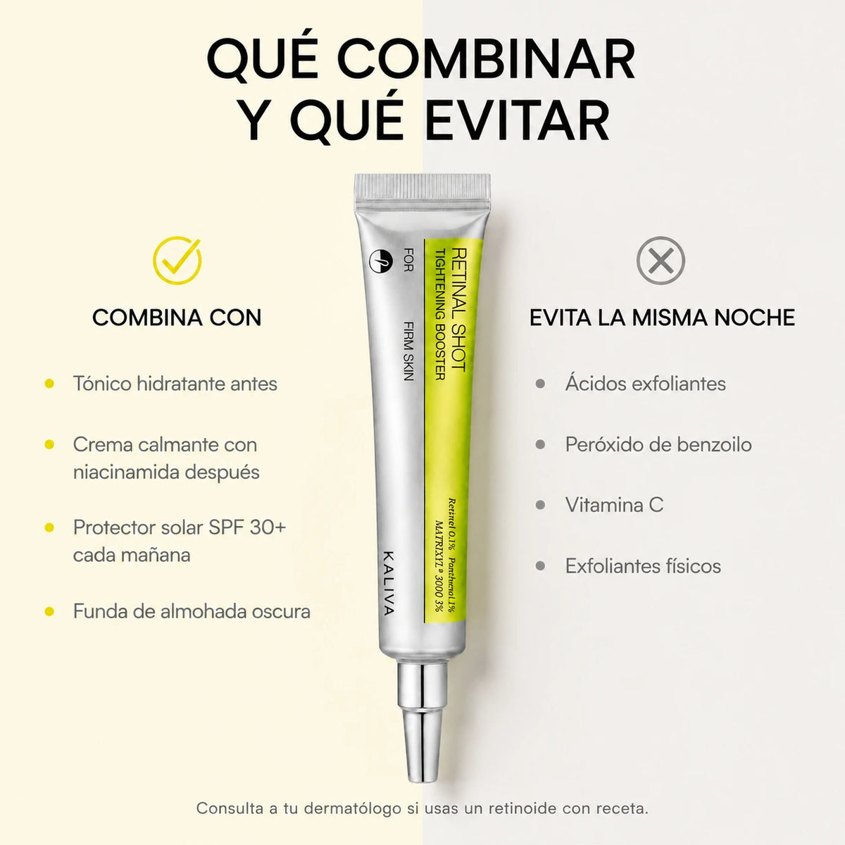 Kaliva Booster Reafirmante con Retinal 0.1% | Tratamiento Nocturno | Líneas y Poros | 15 ml